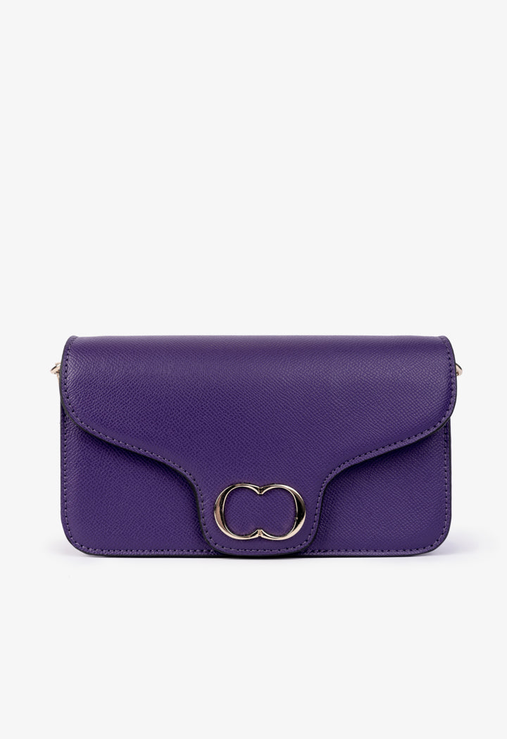 Choice Solid Metallic Emblem Clutch Purple