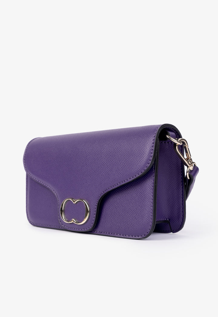 Choice Solid Metallic Emblem Clutch Purple