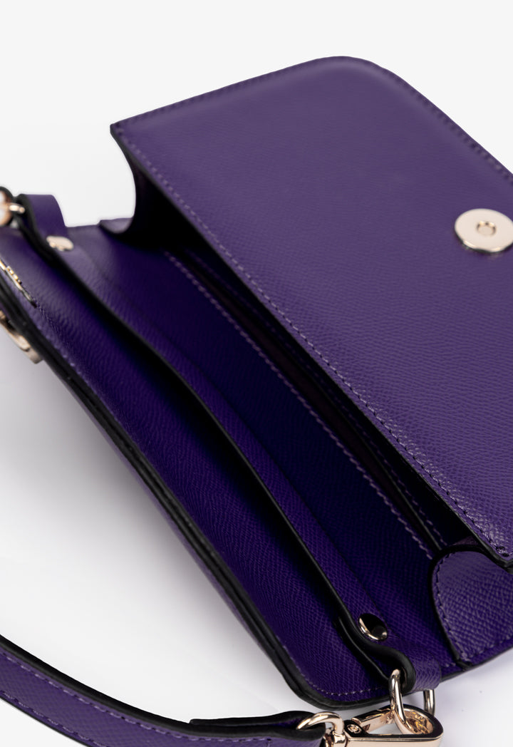 Choice Solid Metallic Emblem Clutch Purple