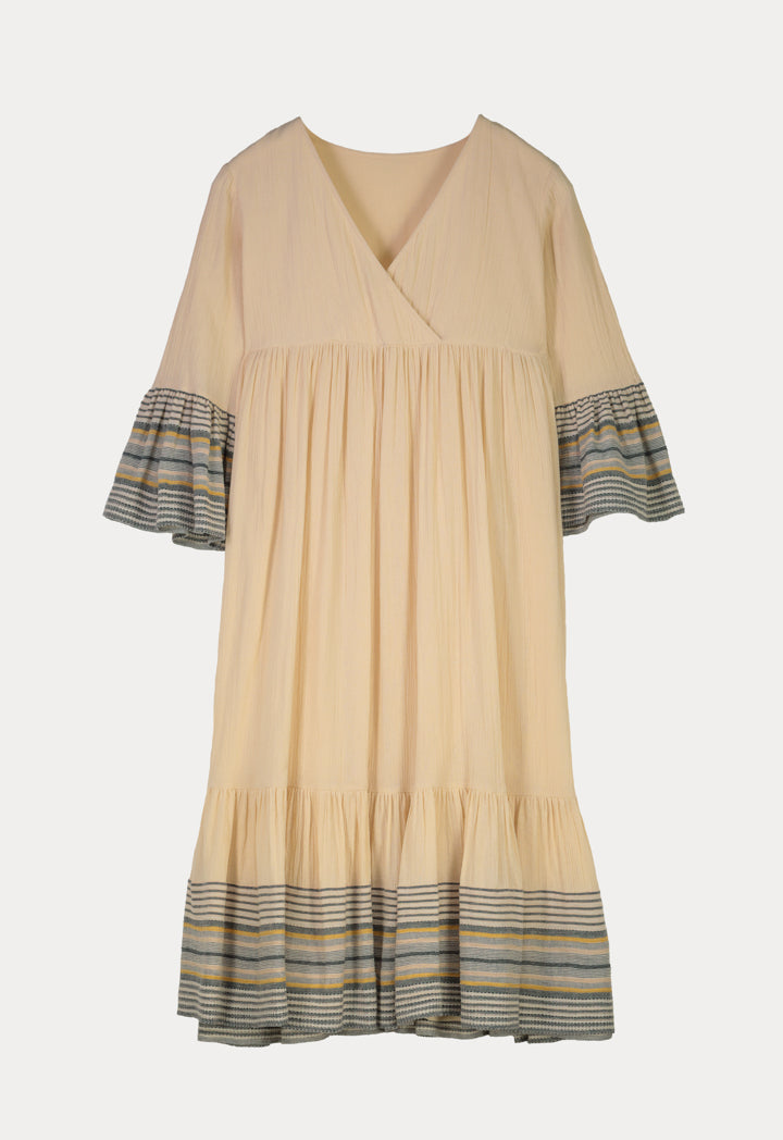 Choice Maxi Tiered Dress With Striped Detail-Ramadan Style Gold-Beige