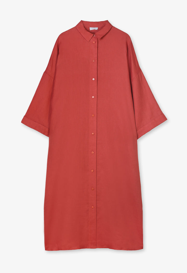 Choice Solid Maxi Shirt Dress Brick