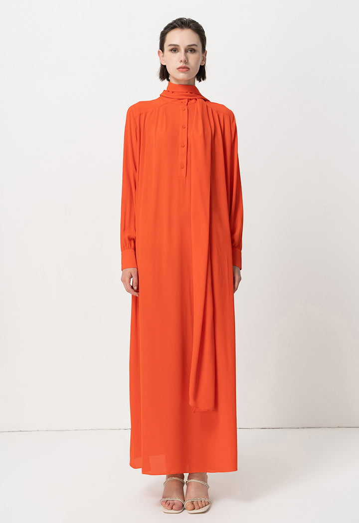 Choice Mandarin Collar Maxi Dress Orange