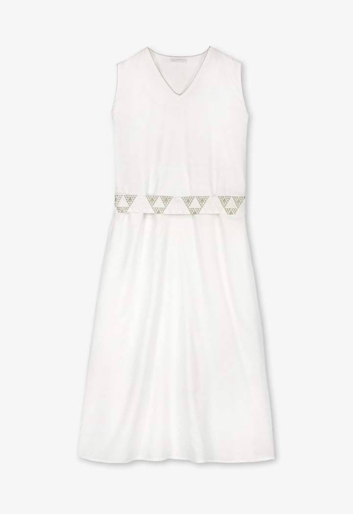 Choice Solid Sleeveless Oversize Dress - Ramadan Style Off White