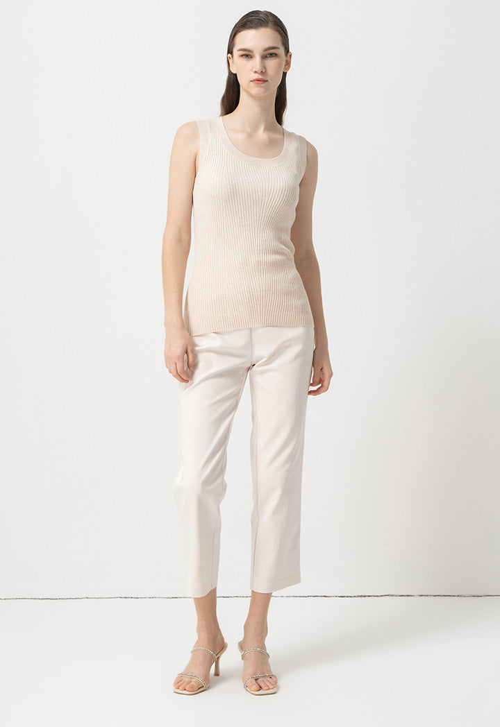 Choice Sleeveless Ribbed Knitwear Cream