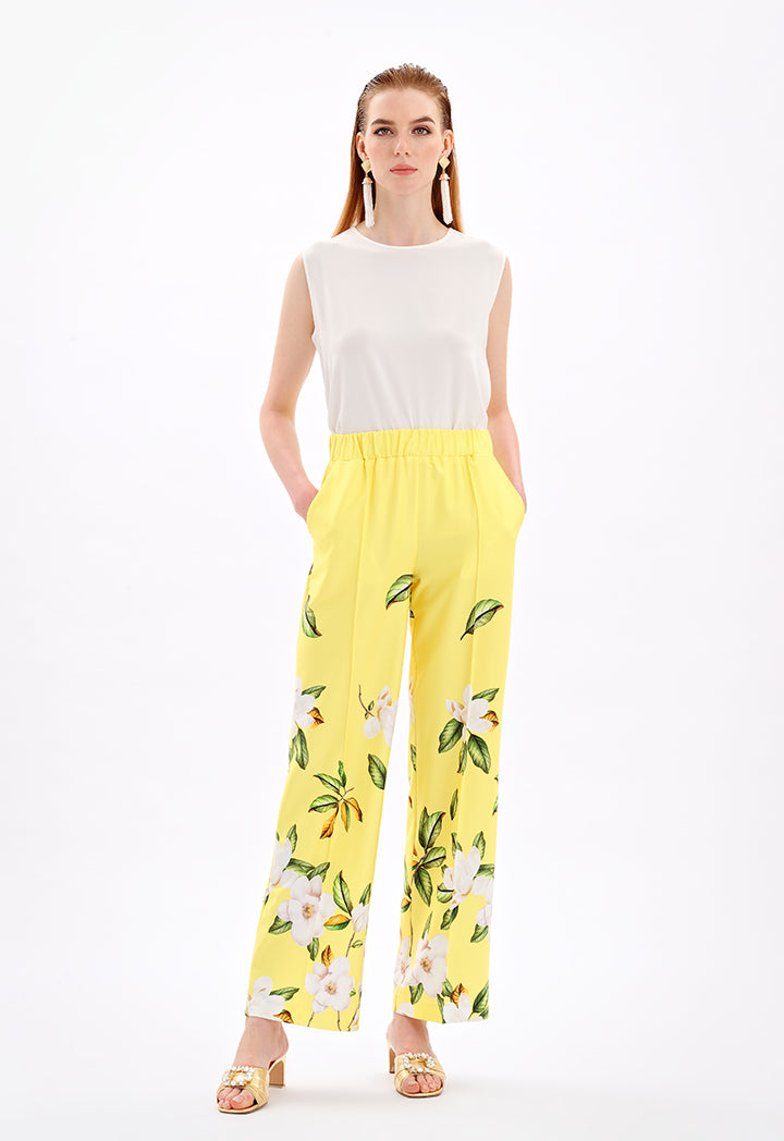 Choice Floral Print Long Pants Yellow Print