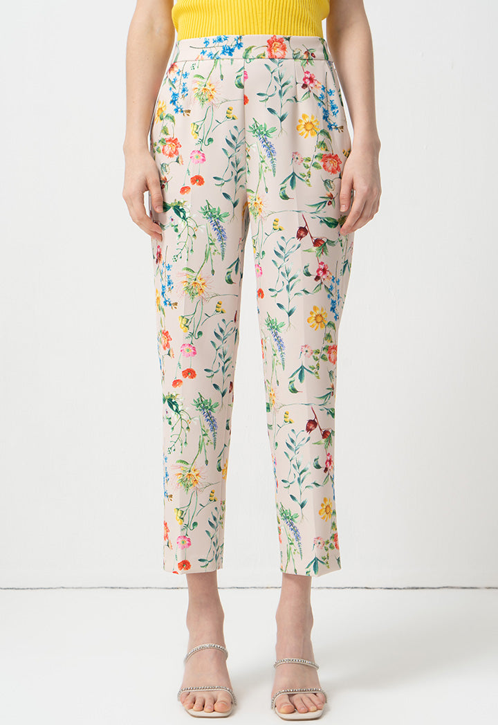 Choice High-Waist Printed Floral Trousers Print