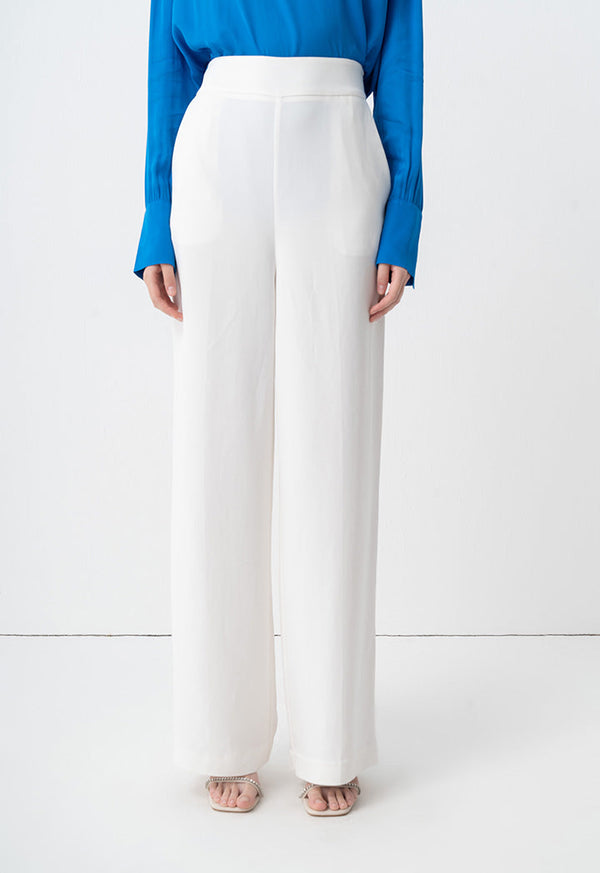 Choice Solid High-Waist Trousers Offwhite