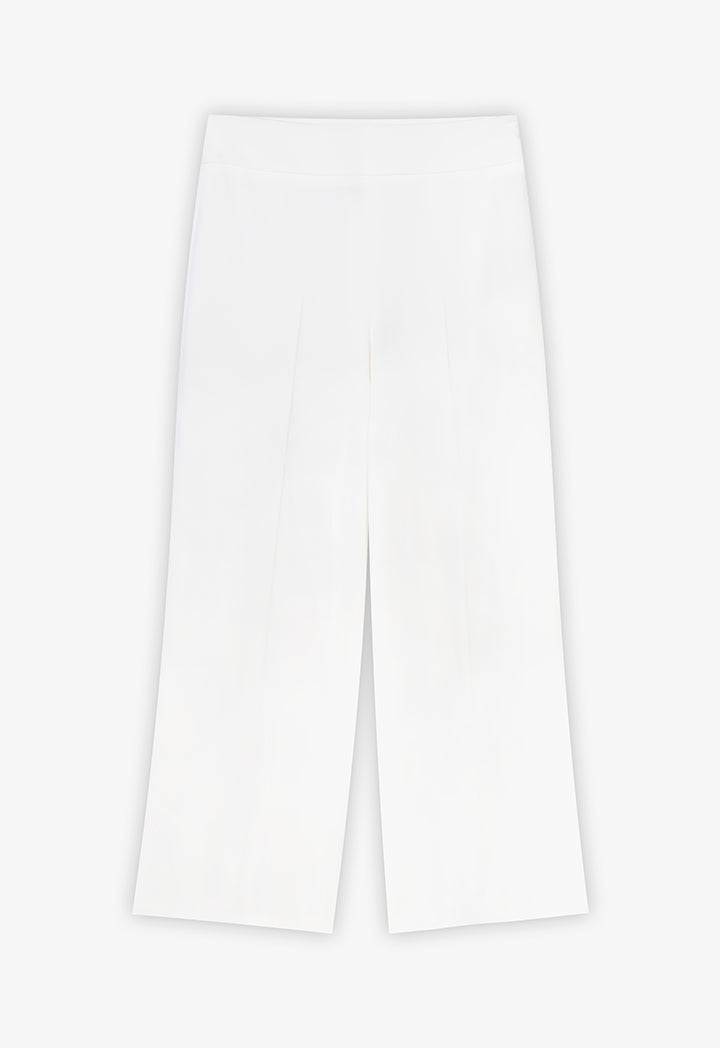 Choice Solid High-Waist Trousers Off White