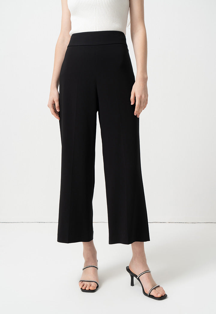 Choice Solid High-Waist Trousers Black