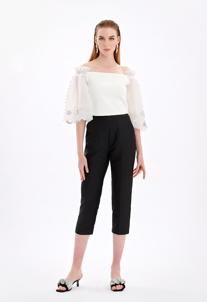 Choice Embellished Detail Blouse Off White