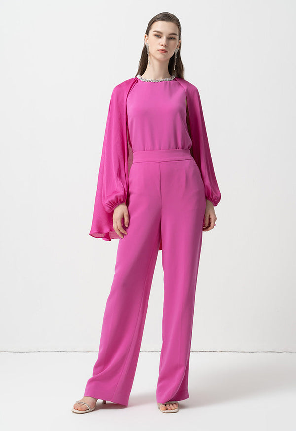 Choice Solid High-Waist Trousers Fushia