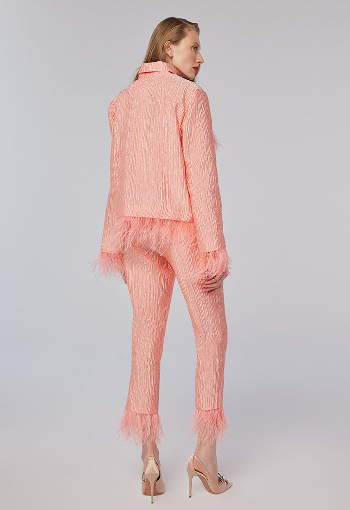 Choice Texture Fringed Shirt Pink