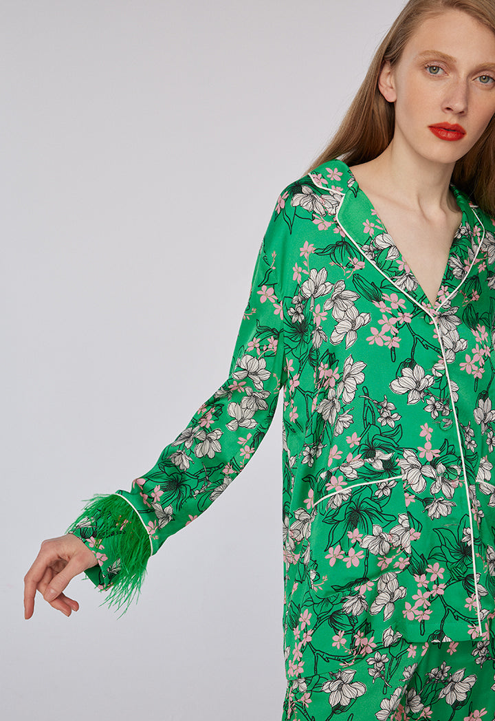 Choice Chintz Floral Printed Shirt Green Print