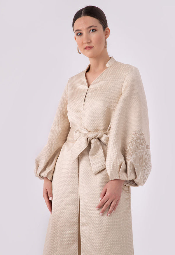 Choice Jacquard Long Kimono Beige