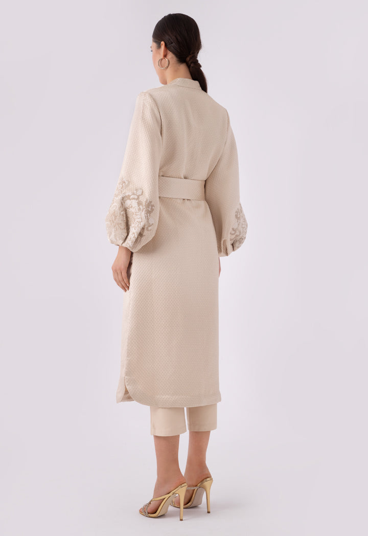 Choice Jacquard Long Kimono Beige