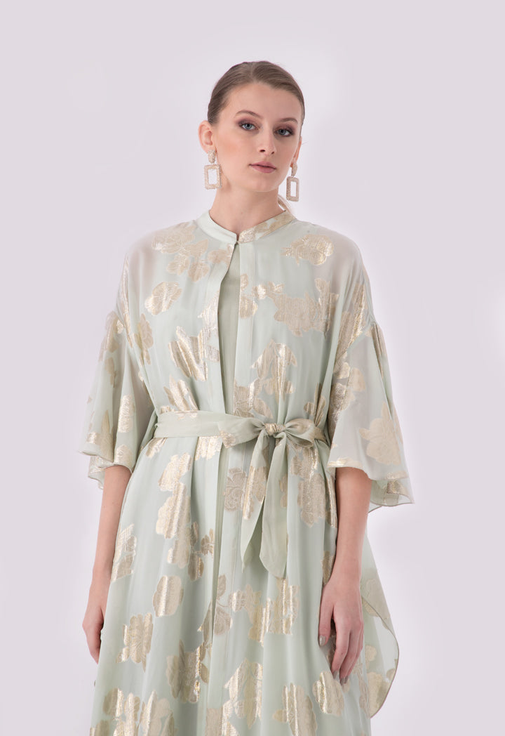 Choice Lurex Jacquard Butterfly Sleeve Outerwear Green