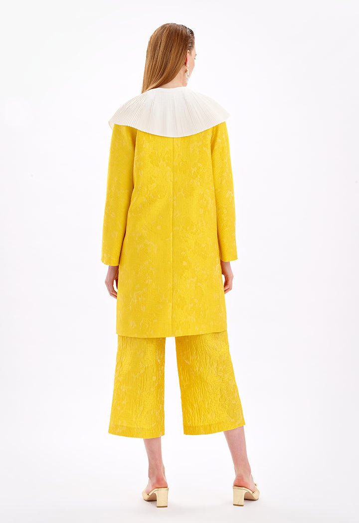 Choice Pleated Collar Outerwear Yellow