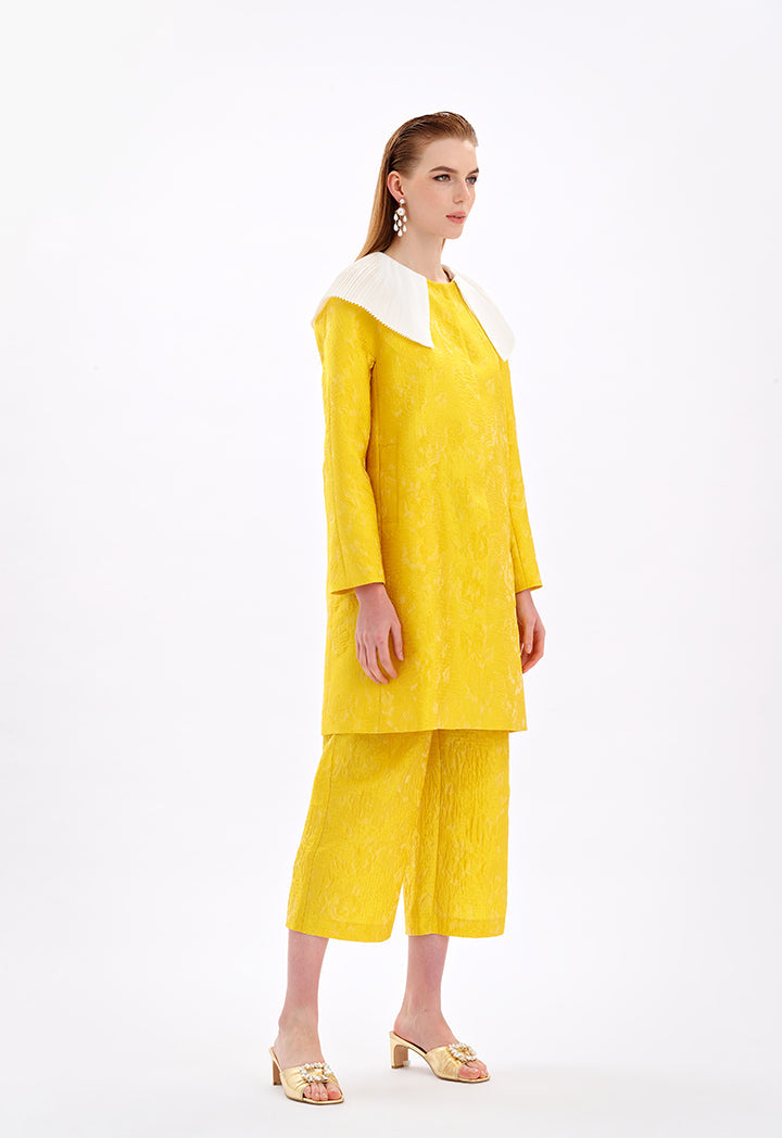 Choice Pleated Collar Outerwear Yellow