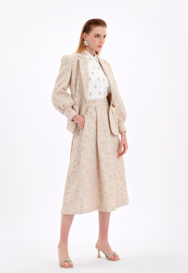 Choice Jacqard Long Sleeve Jacket Beige