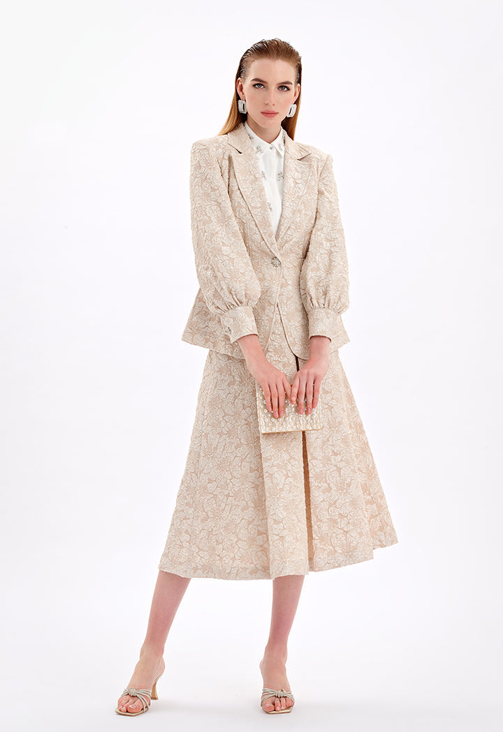 Choice Jacqard Long Sleeve Jacket Beige