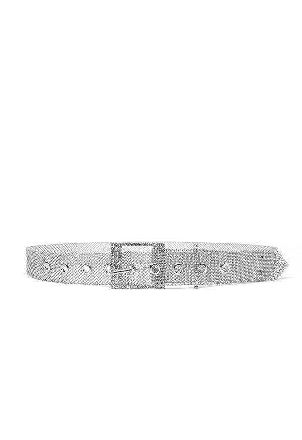 Choice Gilt Metal Mesh Rhinestone Belt Silver