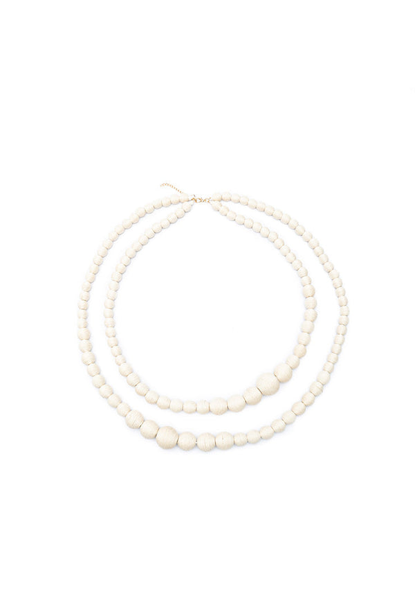 Choice Double Layer Thread Beads  Sautoir Fashion Necklace White