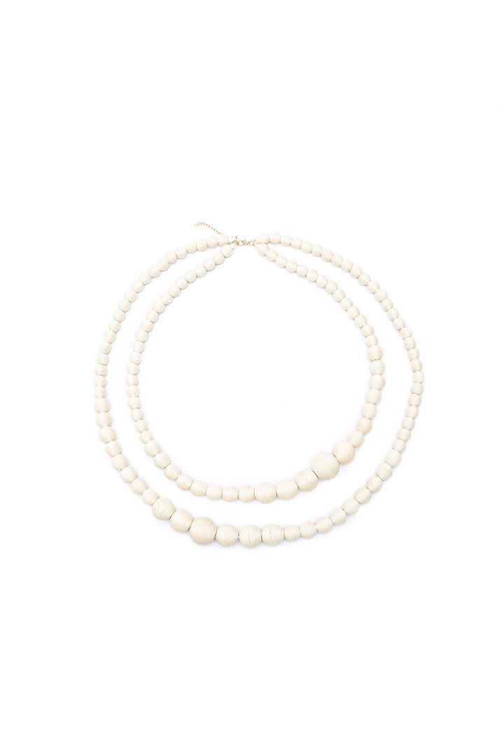 Choice Double Layer Thread Beads  Sautoir Fashion Necklace White