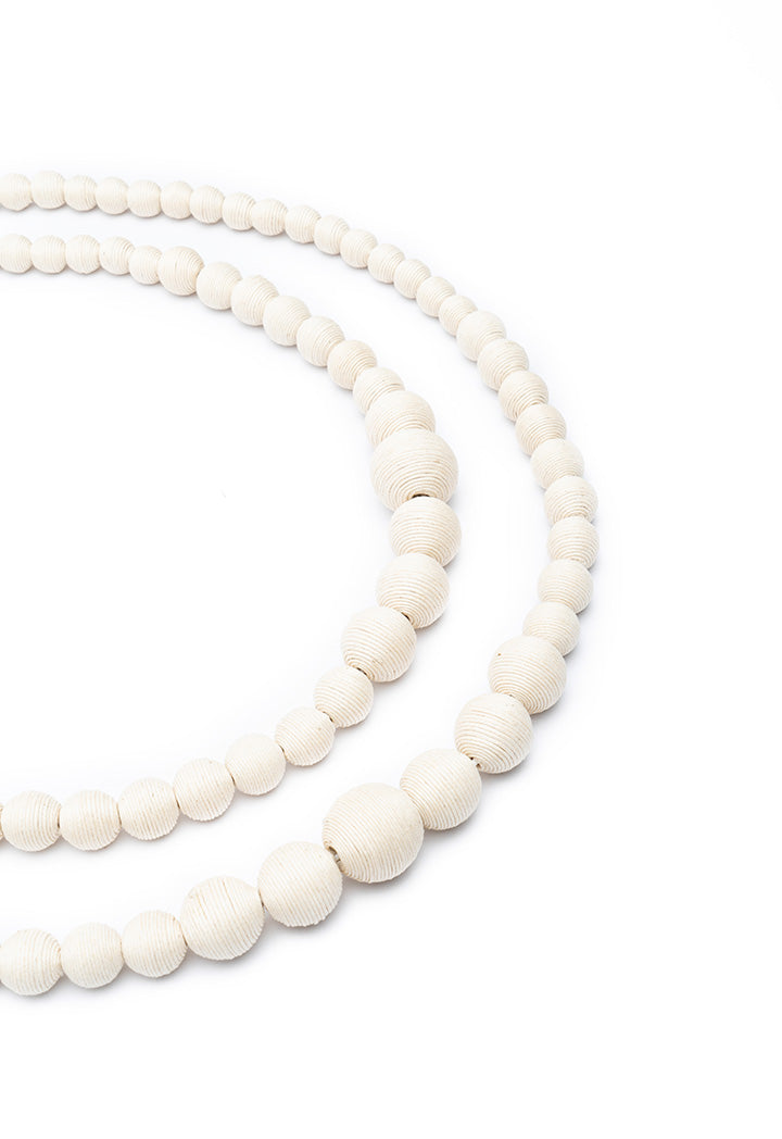 Choice Double Layer Thread Beads  Sautoir Fashion Necklace White