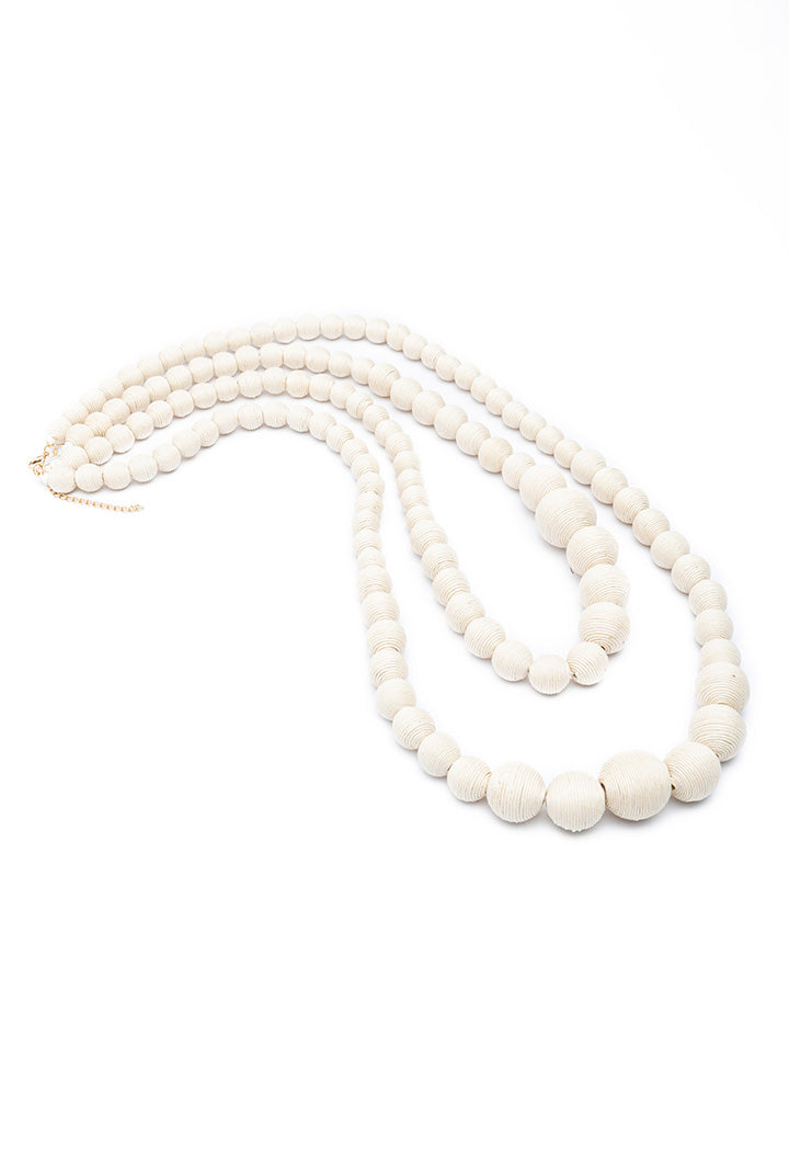 Choice Double Layer Thread Beads  Sautoir Fashion Necklace White