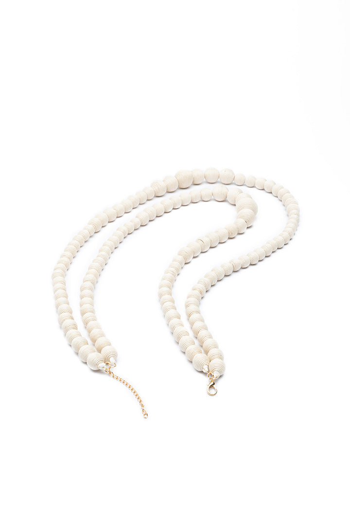 Choice Double Layer Thread Beads  Sautoir Fashion Necklace White