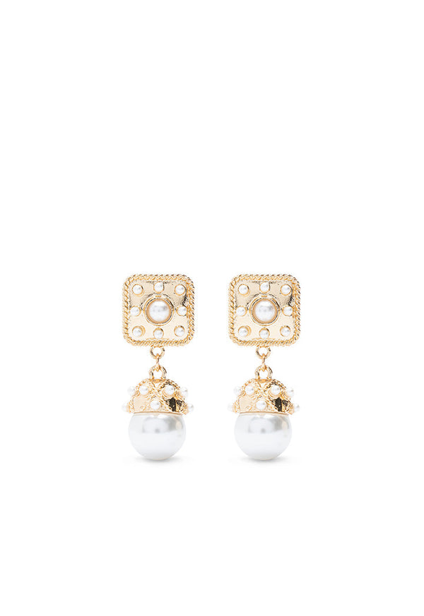 Choice Two Tone Pearl Teardrop Earring White-Gold