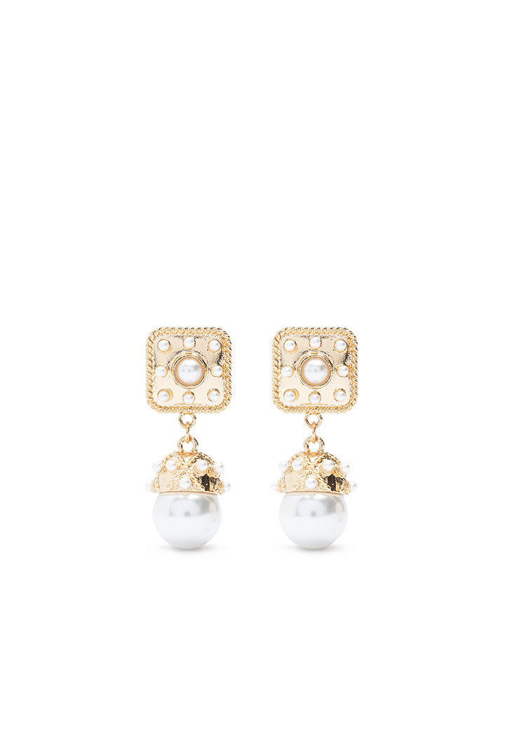 Choice Two Tone Pearl Teardrop Earring White-Gold