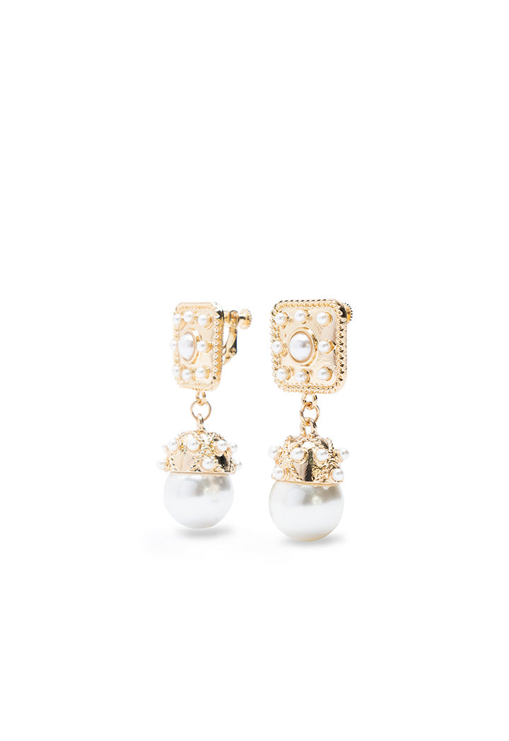Choice Two Tone Pearl Teardrop Earring White-Gold