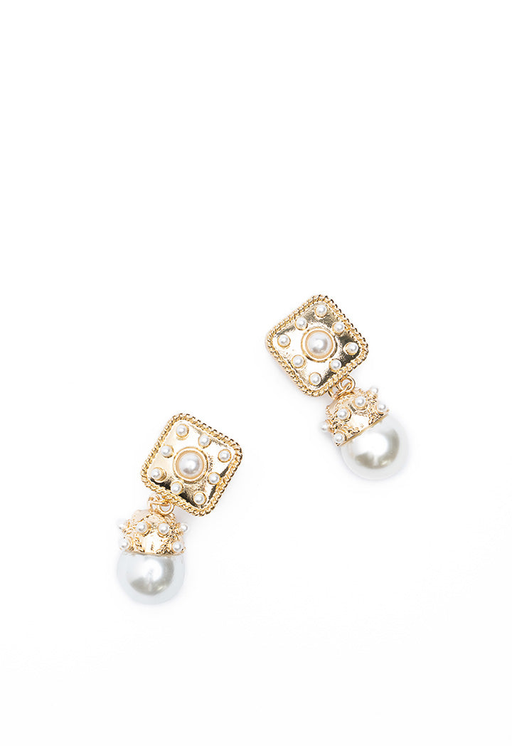 Choice Two Tone Pearl Teardrop Earring White-Gold