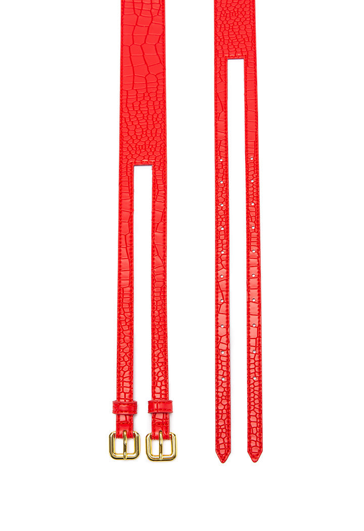 Choice Croc Textured Double Buckle Belt Red