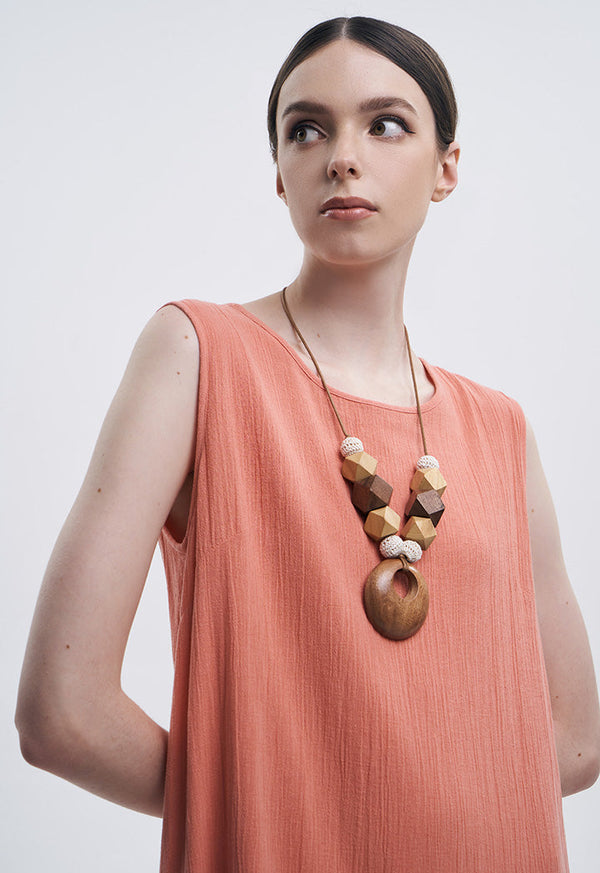 Choice Multi Irregular Wooden Nuggets Necklace Multicolor