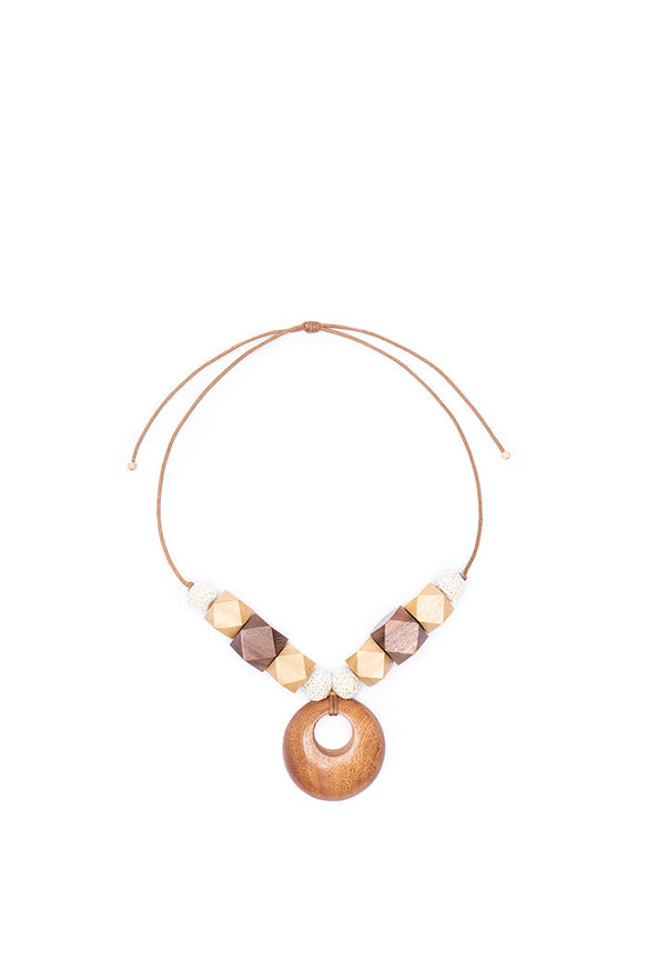 Choice Multi Irregular Wooden Nuggets Necklace Multicolor