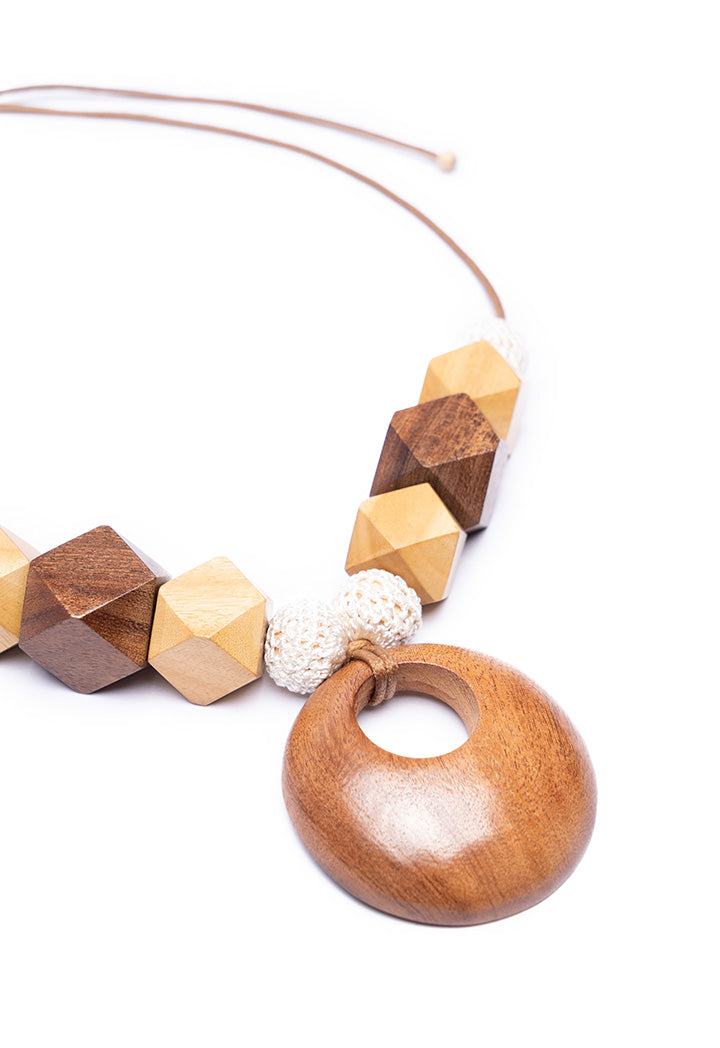 Choice Multi Irregular Wooden Nuggets Necklace Multicolor