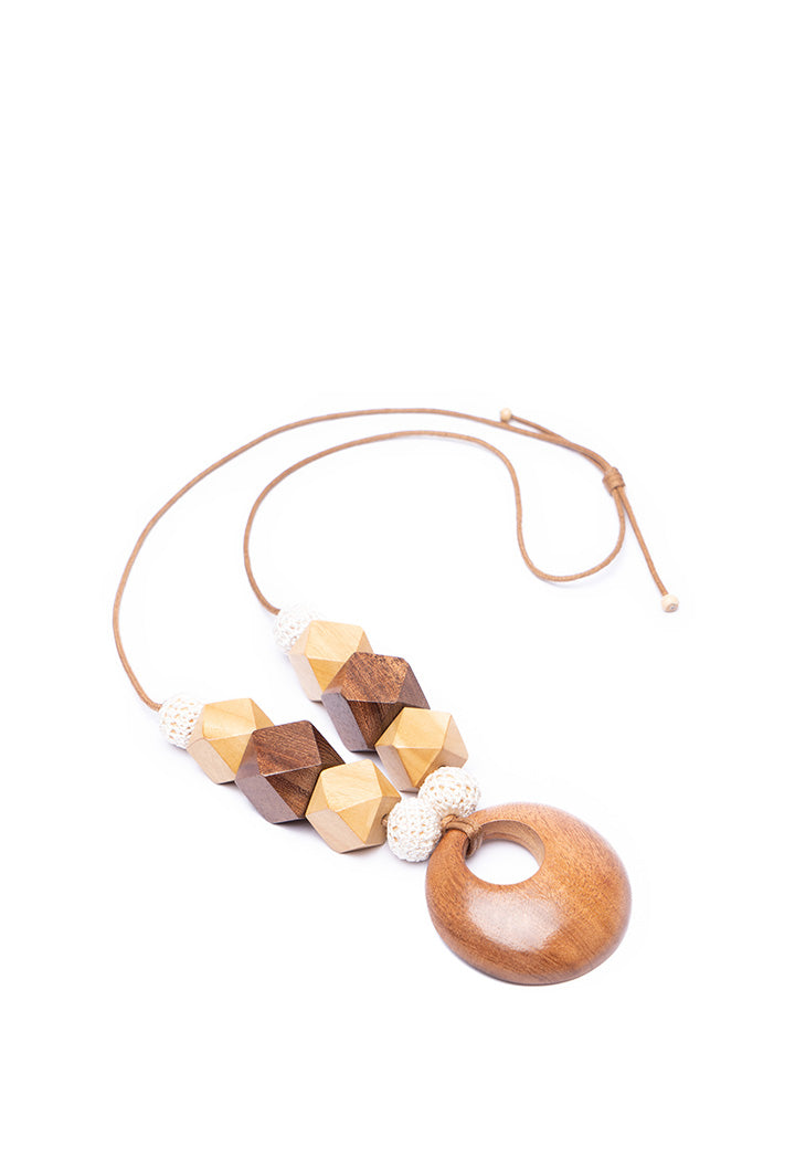 Choice Multi Irregular Wooden Nuggets Necklace Multicolor