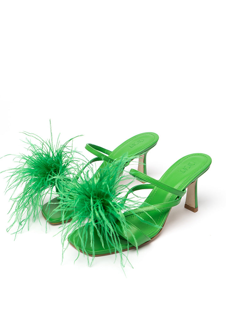 Choice Feather Dot Slides Sandals Green