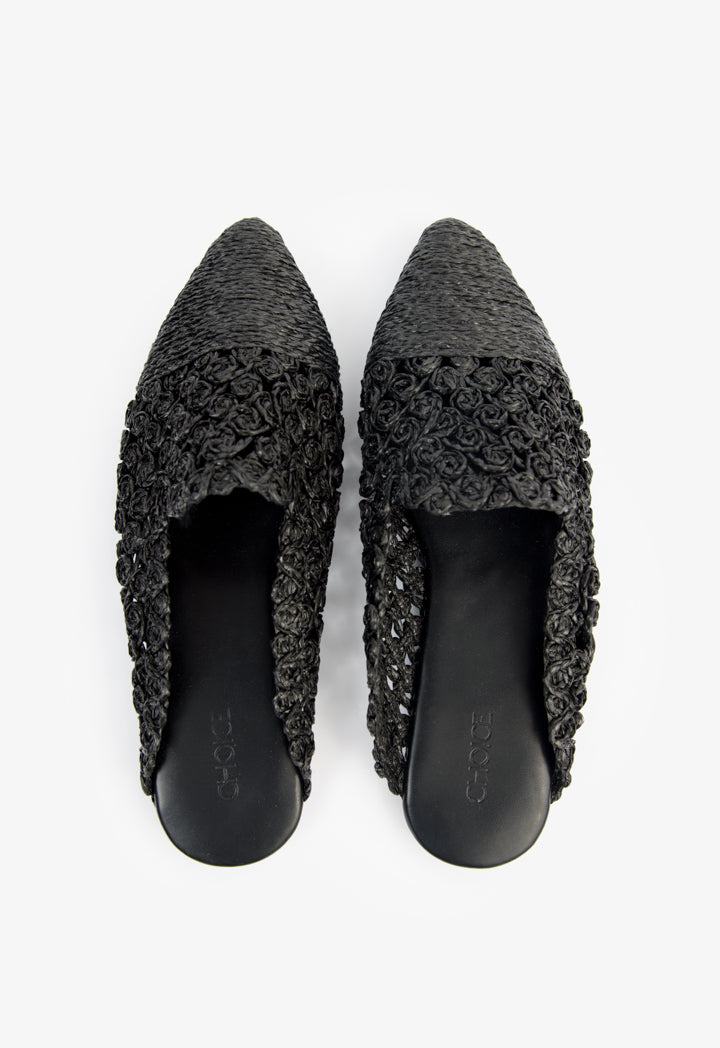 Choice Woven Braided Flat Mules Black