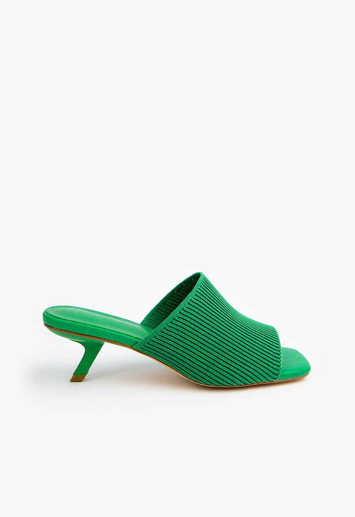 Choice Open Toe Heeled Fabric Mules  Green