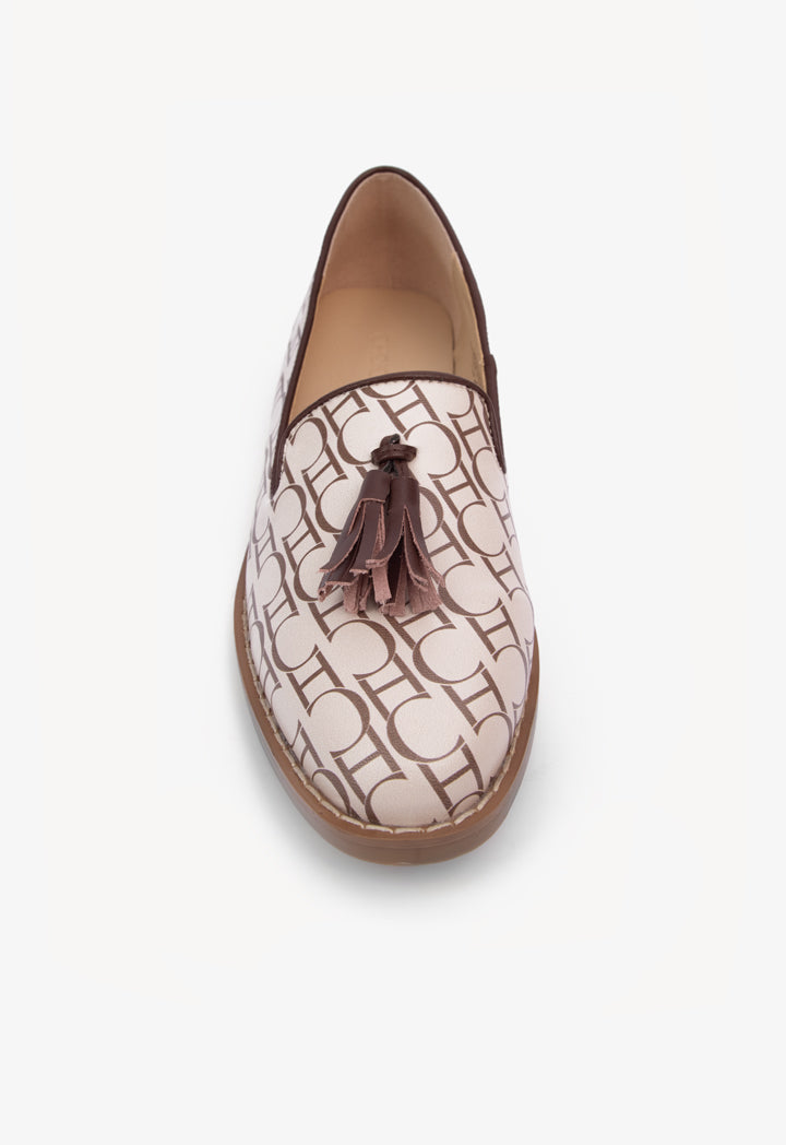 Choice Printed Monogram Tussle Loafers Beige