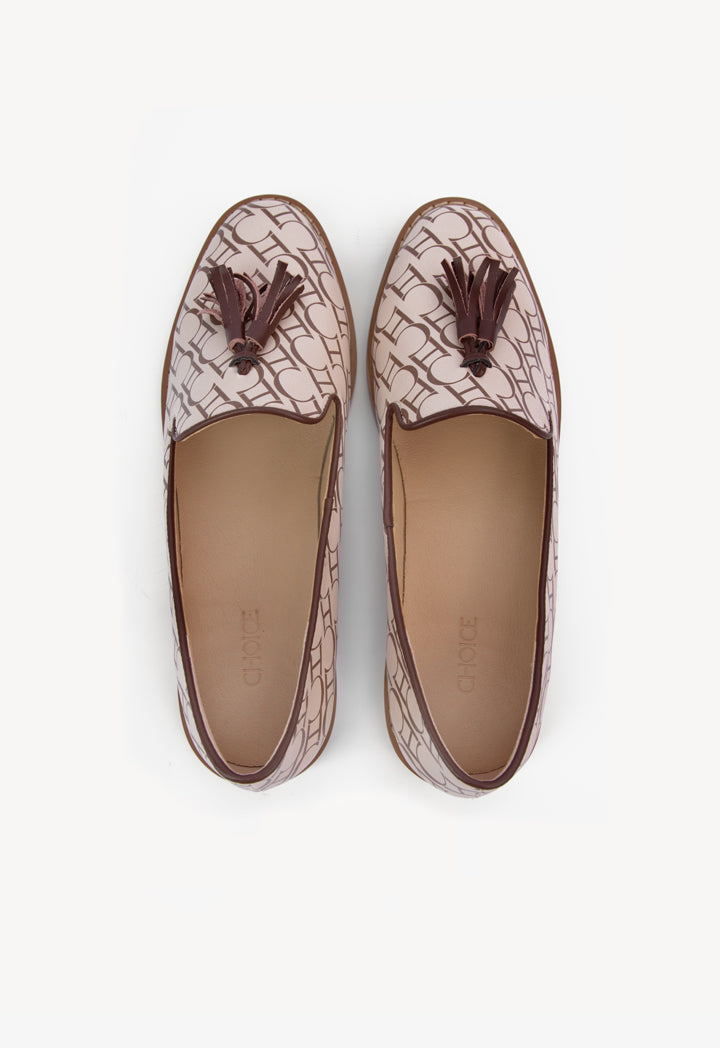 Choice Printed Monogram Tussle Loafers Beige