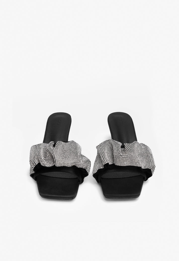 Choice Crystal Encrusted Flat Shoes Black