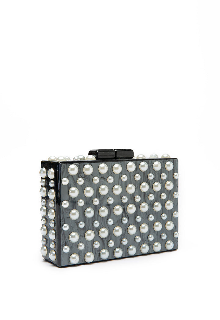 Choice Pearly Resin Clutch Bag Black