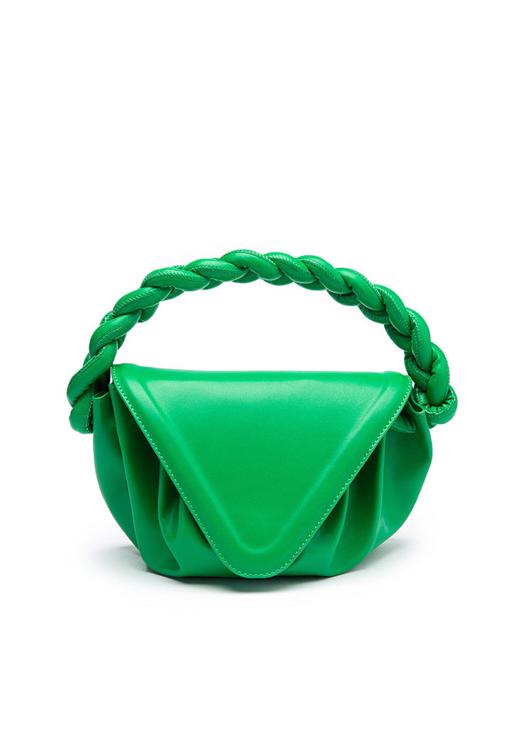 Choice Flap Top Ruched Handbag Green