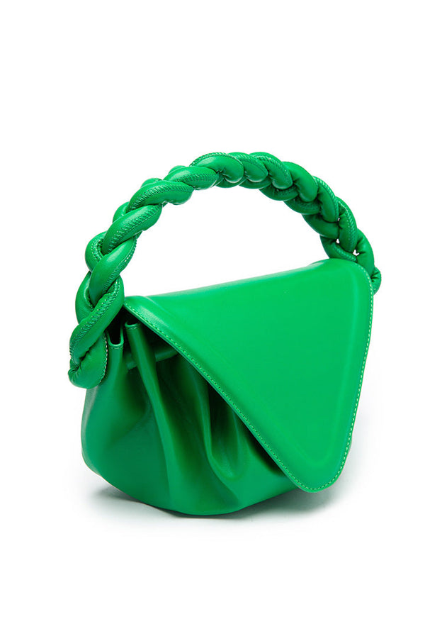 Choice Flap Top Ruched Handbag Green