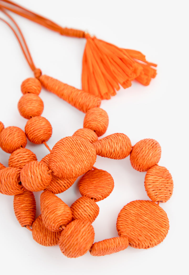 Choice Rope Detail Necklace With Tassel Orange