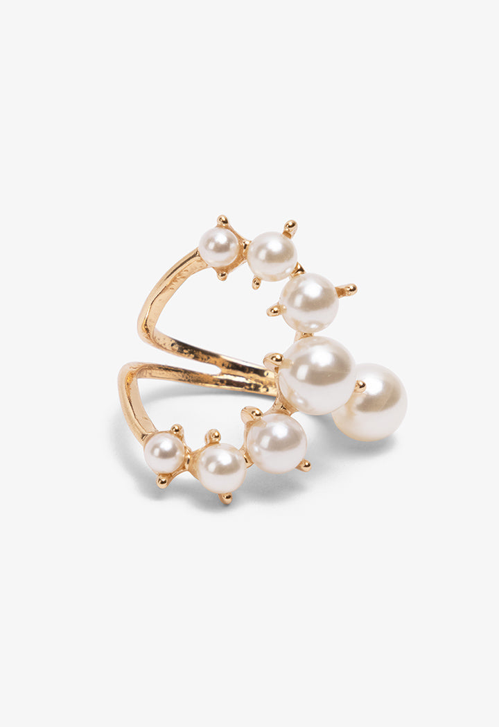 Choice Modern Faux Pearls Ring Off White